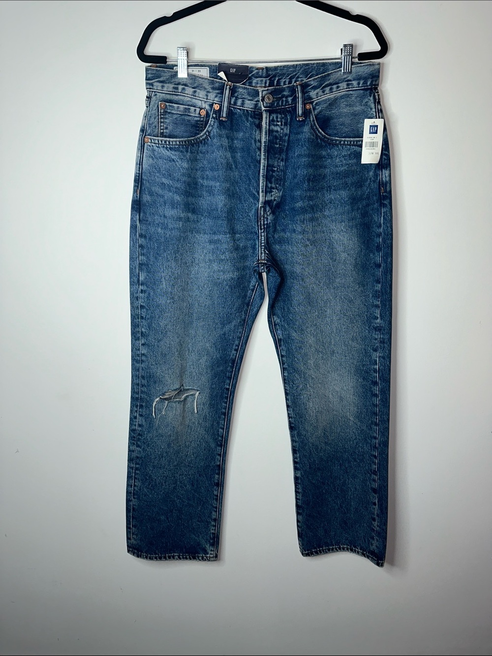Gap Men's Original Blue Distressed Straight-Leg Jeans